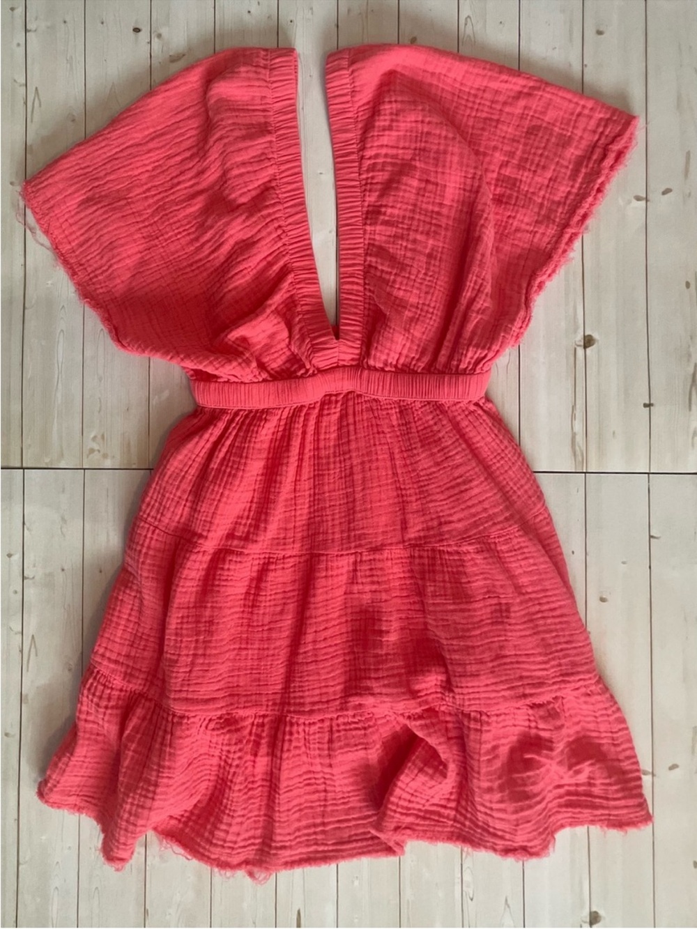 Aerie Hot Pink V-Neck Flutter Sleeve Mini Dress